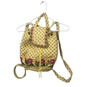 Yellow Floral Quilted Back Pack Bag